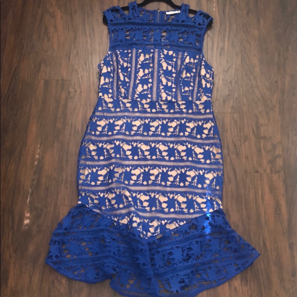 Cooper St Royal Blue Crocheted Lace Dress